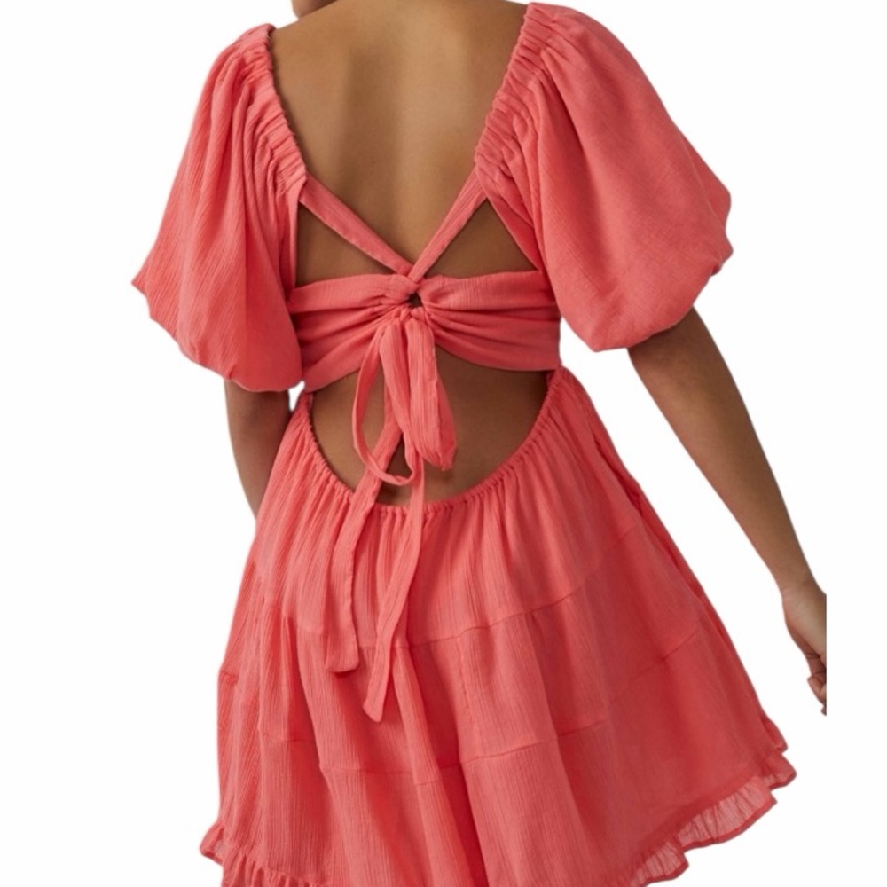Free People Coral Flowy Mini Dress EUC - Picture 2 of 7